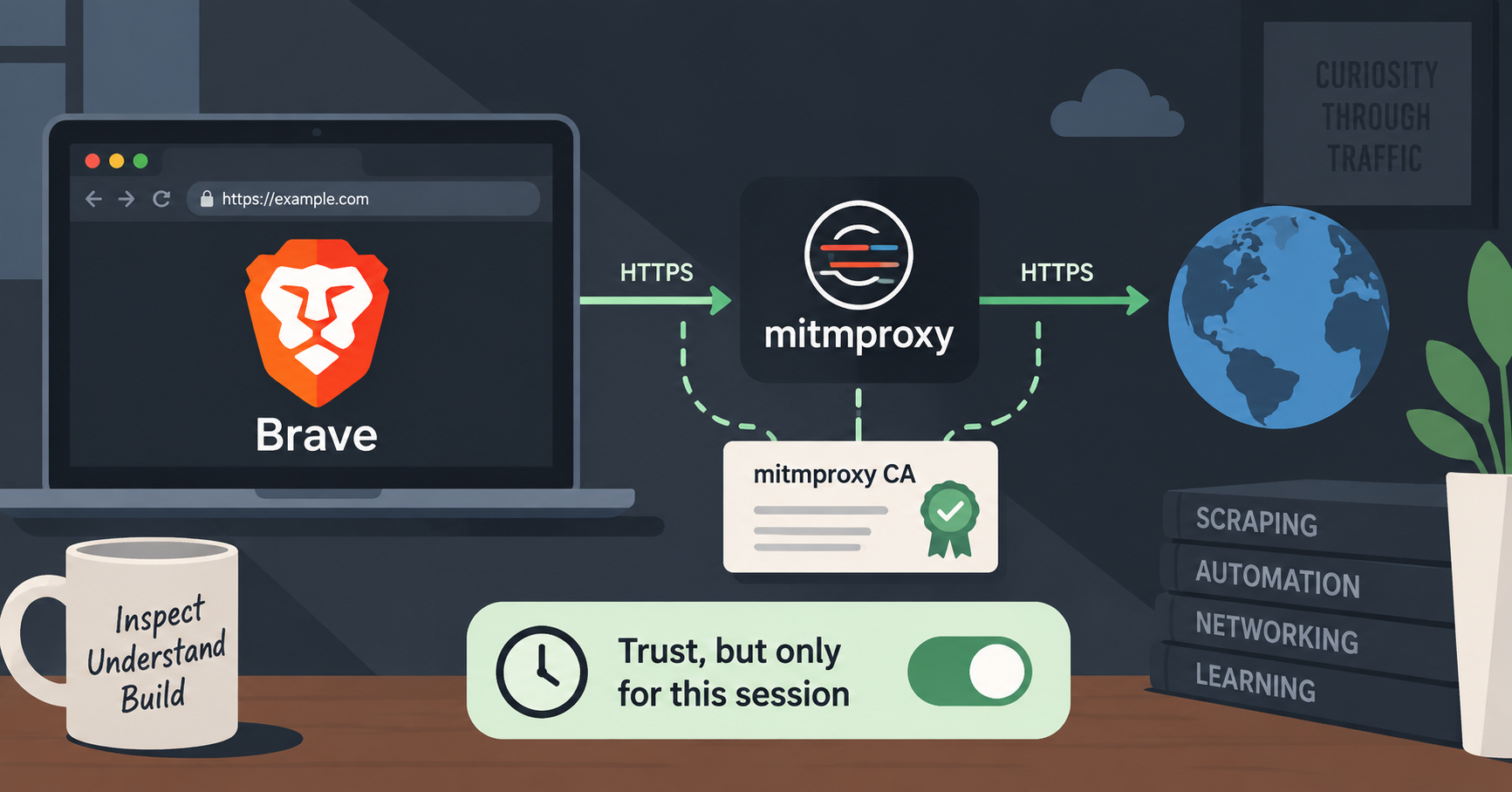 Using mitmproxy with Brave Without Permanent CA Trust